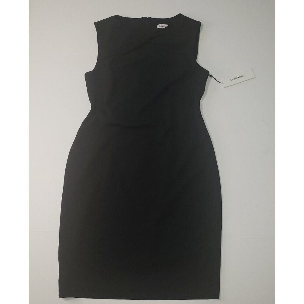 Calvin Klein Dress Women Size 12 Black LBD Draped Cutout Sleeveless Knee Length - Picture 16 of 16